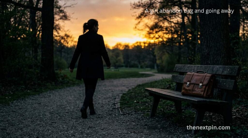 The girl abandoned a bag in a chair and walked away.