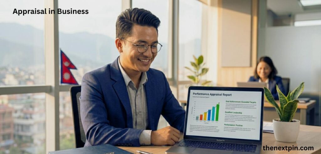 "Career growth through regular performance appraisals at work – real example for business English vocabulary and IELTS speaking practice."