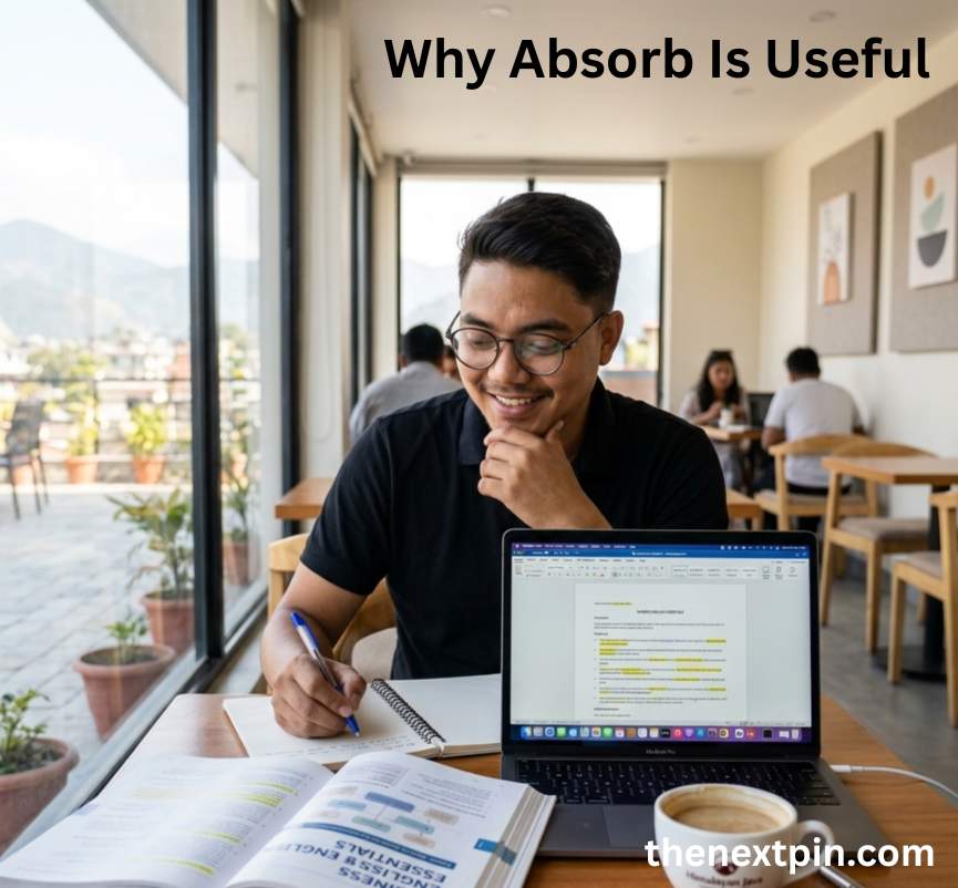 Practical example of absorbing new knowledge for career growth and daily English – why 'absorb' is a useful verb for IELTS and job interviews.
