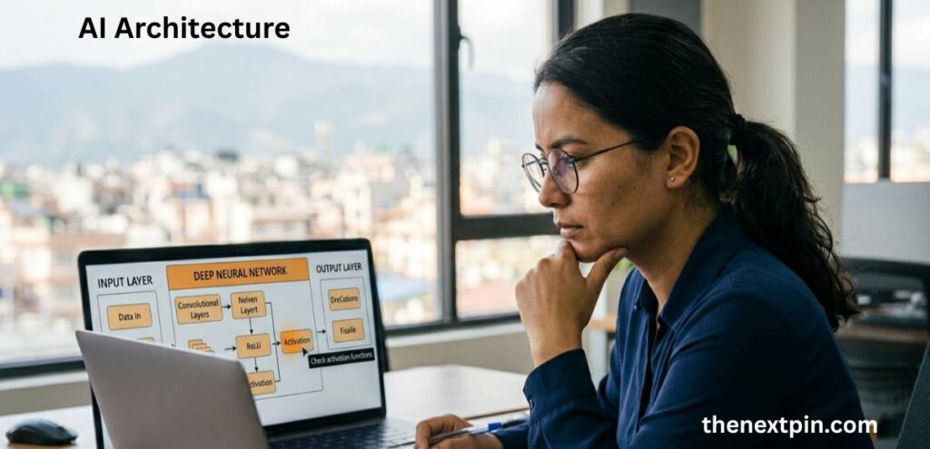 Close-up of AI architecture layers and components explained for learning AI and technology vocabulary, useful for tech careers and IELTS