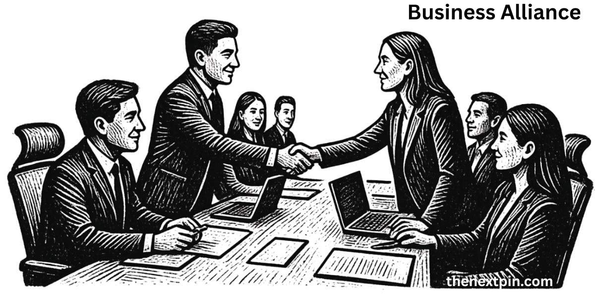 How companies form alliances in business – clear meaning, examples, and strategic alliance explanation for English vocabulary, IELTS speaking, and job interviews on thenextpin.com