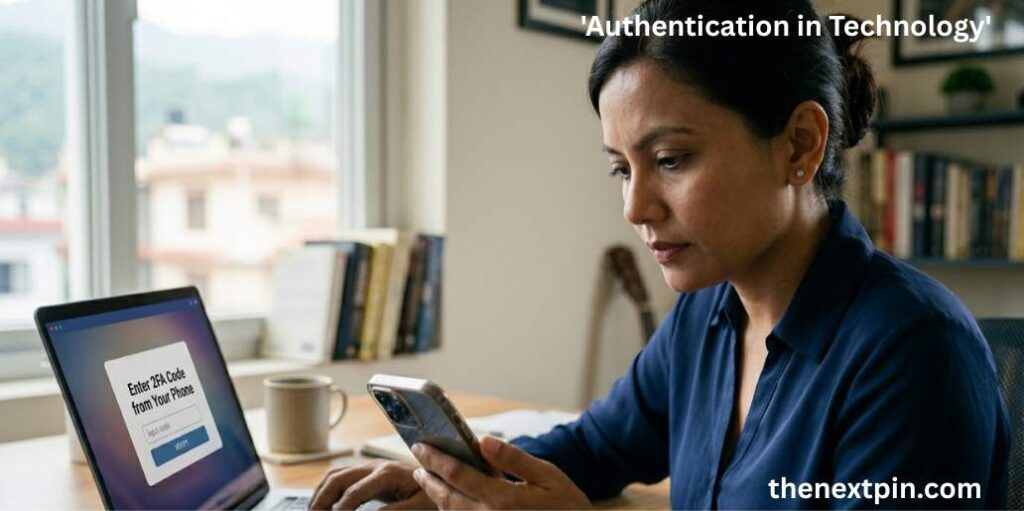 Two-factor authentication (2FA) process – simple explanation of authentication meaning with real-life examples for digital security and English learning